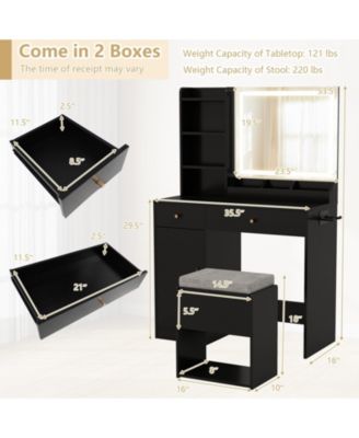 Vanity Dressing Table and Chair Set with Mirror and Lights