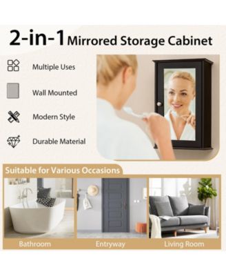 Bathroom Wall Cabinet with Single Mirror Door