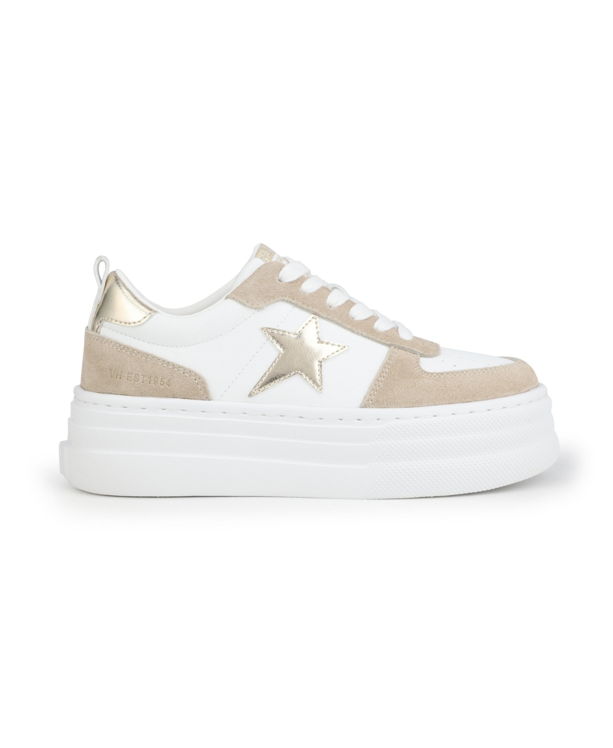 Grande White Black Snake Grey Pop Women's Sneaker by Vintage Havana - Camel/gold