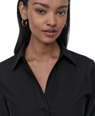 Women's Collared Cotton Long-Sleeve Shirtdress