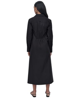 Women's Collared Cotton Long-Sleeve Shirtdress