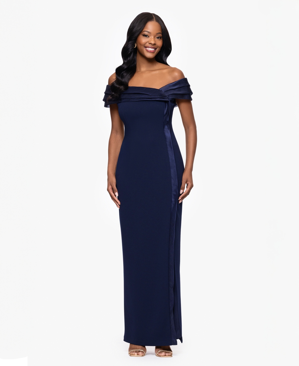Betsy & Adam Women's Organza Off-the-shoulder Dress