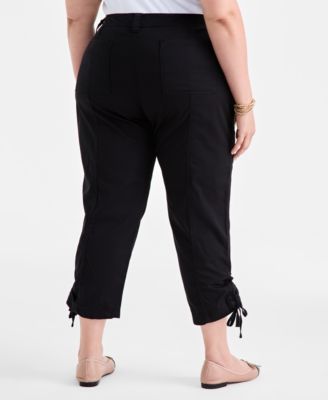 Plus Size Tie-Hem Cropped Utility Pants, Exclusively at Macy's 