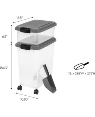33qt + 12qt Airtight Pet Food Container Combo with Scoop, Gray