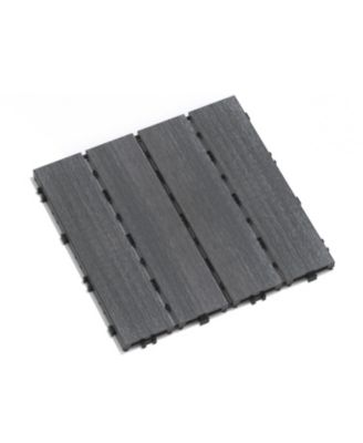 WPC Patio Tiles - 22 Pack - Interlocking Decking - 11.8" Ash