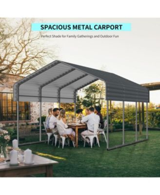 Heavy-Duty Metal Carport - 10x15 FT - Outdoor Garage Shelter