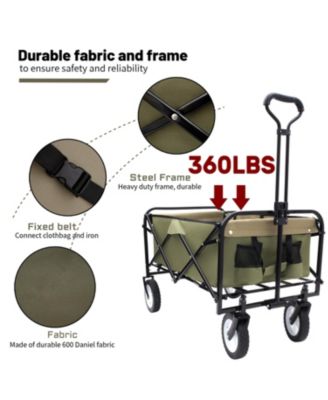 Collapsible Utility Wagon Cart - 360lb Capacity, All-Terrain Wheels
