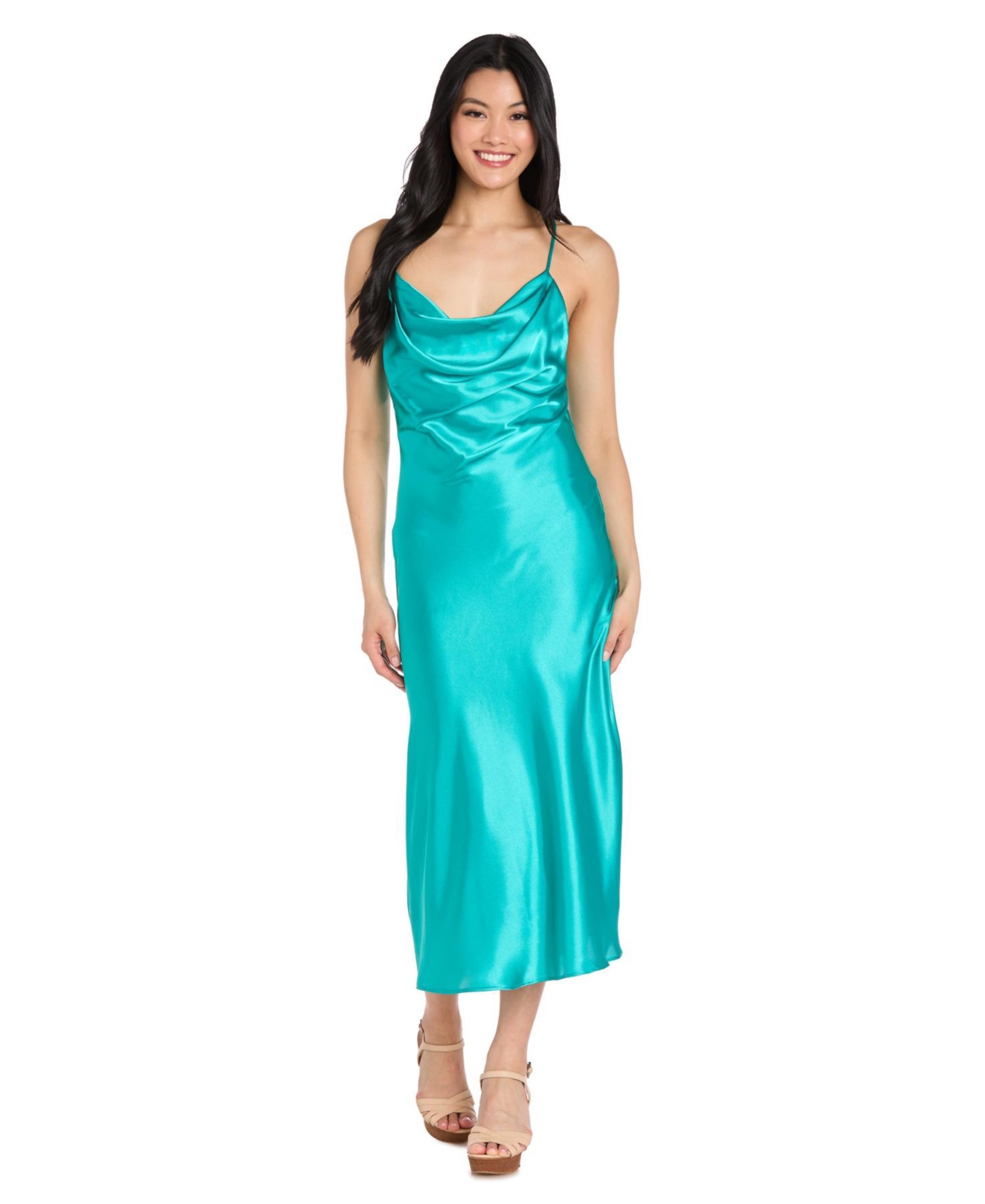 Morgan & Company Juniors' Cowlneck Midi Slip Dress
