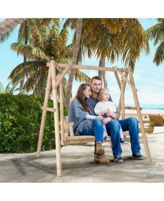 Heavy Duty Wooden Porch Swing Frame with Reinforced Bars