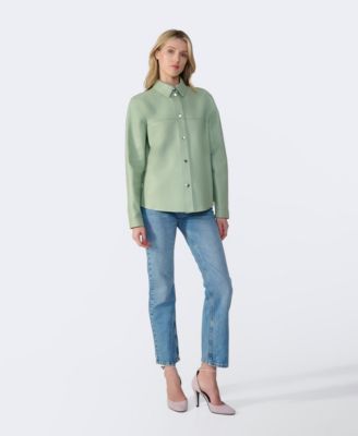 Women's Leather Shirt Jacket, Created for Macy's