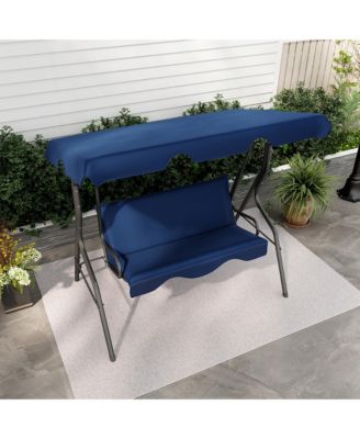 3-Person Swing Chair Porch Swing Seat w/ Adjustable Canopy Removable Cushion