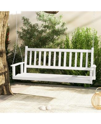 5FT Wooden 3-Person Porch Swing Chair w/ Adjustable Galvanized Metal Chains