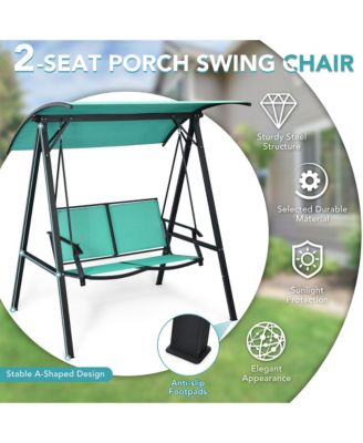 2-Person Outdoor Patio Porch Swing Chair w/ Adjustable Canopy