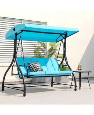 3 Seat Outdoor Porch Swing with Adjustable Canopy