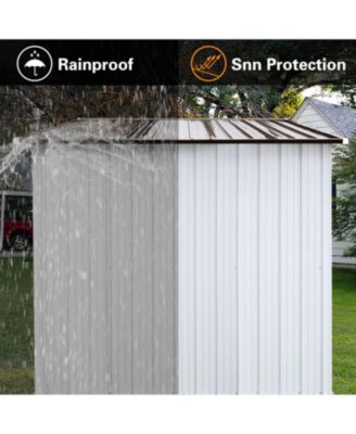 Metal garden sheds 6ftx8ft outdoor storage sheds white+offee