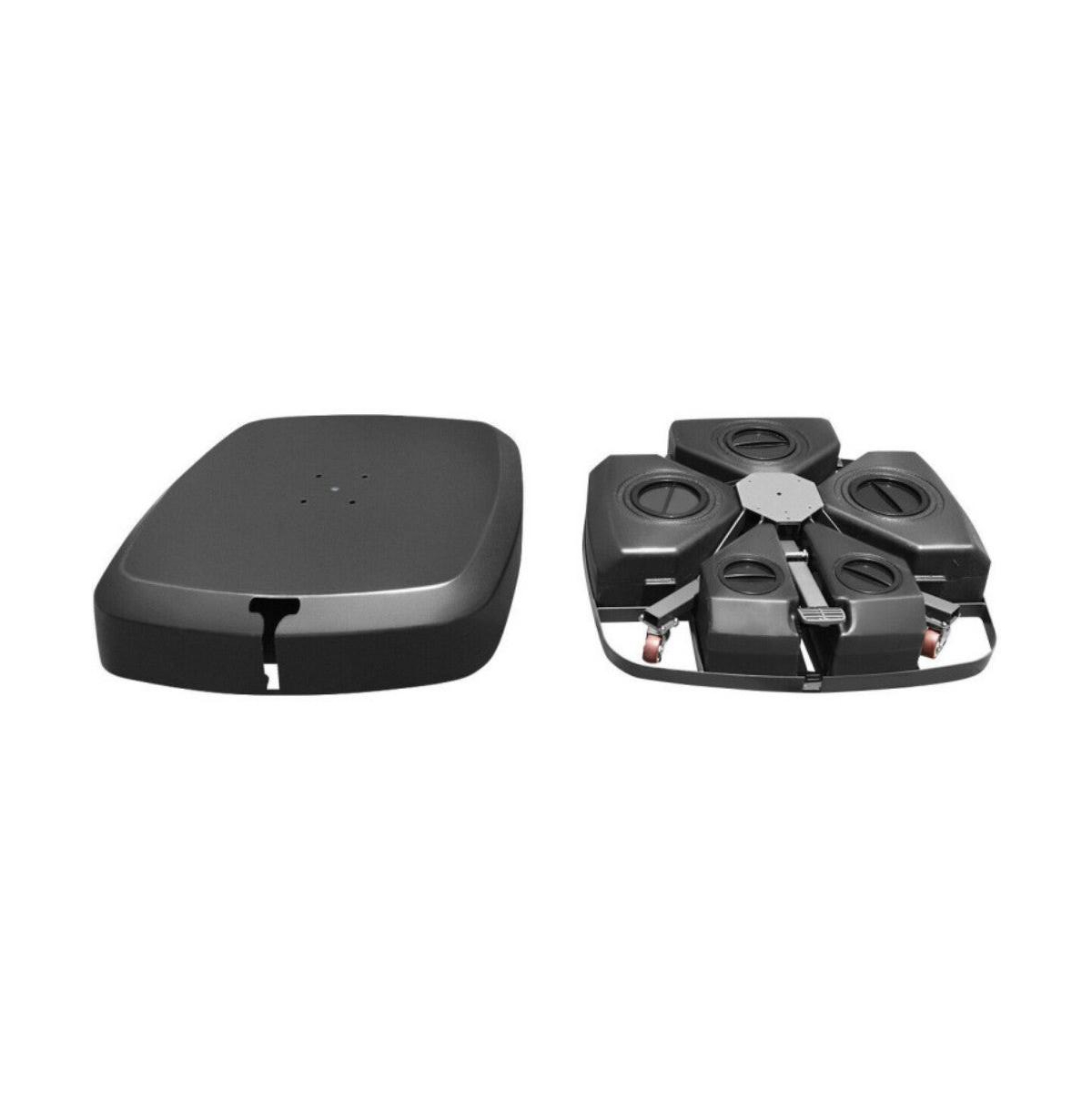 Patio Cantilever Offset Umbrella Base with Wheels for Garden Poolside Deck - Black