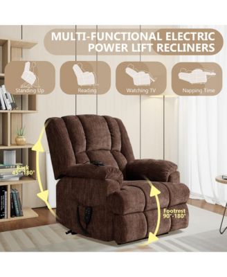 Dual Motor Heat Massage Infinite Position Up to 350 LBS Electric Power Lift Recliners with Power-Remote