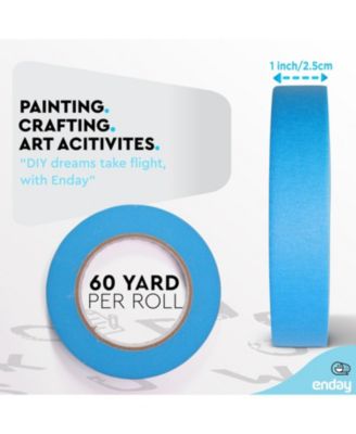 Colored Masking Tape (6 Pack) 1080 Ft x 1 in - Colored Masking Tape 1 inch Wide x 180 Feet (60 Yards) per roll - Painters Tape, Great for Arts Crafts & Labeling