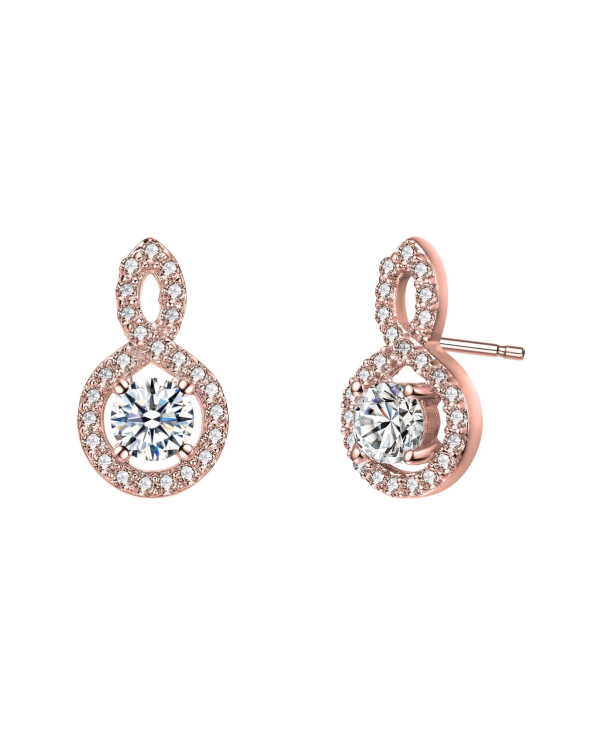 Classic Drop Earrings with Clear Cubic Zirconia - Pink
