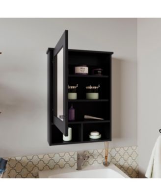 1Pc 5 Shelves, Mirrored Door & Space-Saving Design Medicine Cabinet