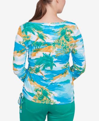 Petite Paradise Island Crinkle Knit Top
