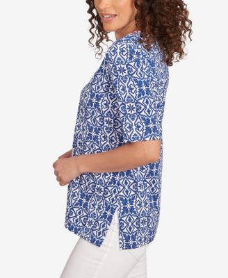 Petite Pacific Medallions Embellished Knit Top