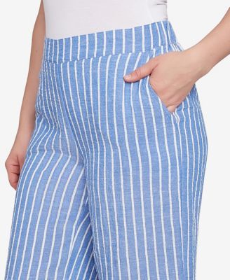 Petite Yarn Dye Stripe Relaxed Soft Capri Pants