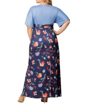 Plus Size Havana Color Block Maxi Dress
