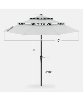 10ft 3-Tier Patio Umbrella, Market Sun Shade w/ Tilt Adjustment, Easy Crank