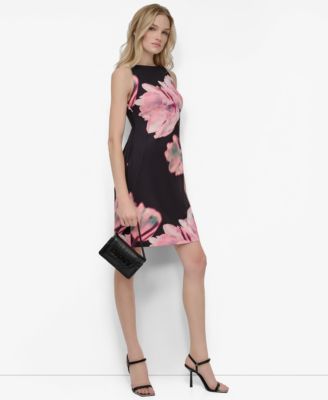 Women's Printed Crepe Sleeveless Sheath Dress