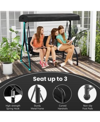 Converting Patio Swing Chair Porch Swing Bed w/Adjustable Canopy & Thickened Cushion