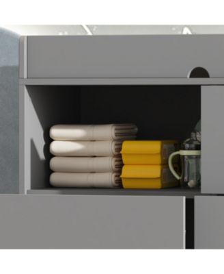 Diaper table with three drawers, baby changing station with multiple storage compartments