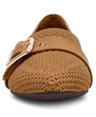 Women's Oakland Buckle Strap Knit Flats