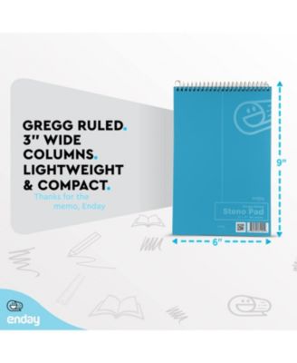 Steno Pads Spiral 6 x 9 inches, Gregg Rule White Paper, 80 Sheets Steno Notebook for writing in Pink, Purple, Green, Blue, Red, Grey, Color May Vary (3 Pack)