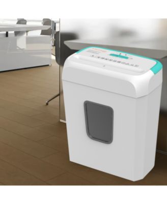 Secure Shredder, Home Office Shredder, high Security, 6-Sheet, Cross-Cut shredding for documents, Mail, Staples, Credit Cards, Equipped Convenient Handle, 3.4-Gallon Wastebasket, White & Blue