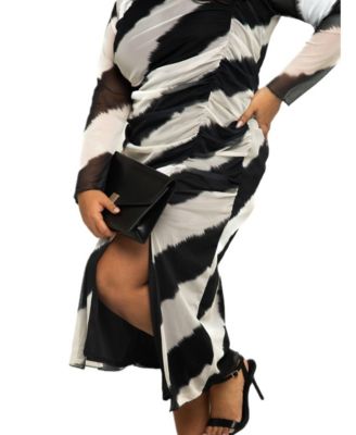 Women's Monochrome Print Midaxi Dress