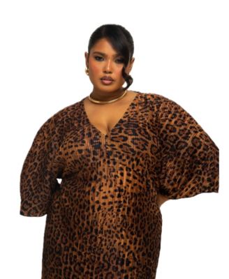 Women's Leopard Print Midi Dress
