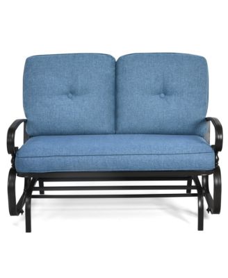 Glider Outdoor Patio Rocking Bench Loveseat Cushioned Seat Steel Frame