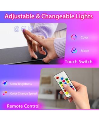 Vanity Table Set with RGB LED Lights and Wireless Charging Station