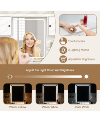 Makeup Vanity Desk with Lighted Mirror and Charging Station