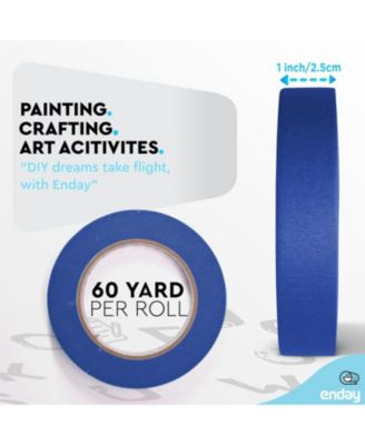 Colored Masking Tape (6 Pack) 1080 Ft x 1 in - Colored Masking Tape 1 inch Wide x 180 Feet (60 Yards) per roll - Painters Tape, Great for Arts Crafts & Labeling