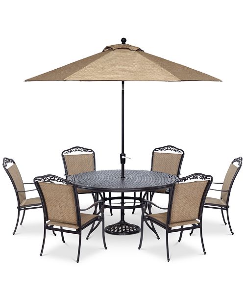 Furniture Beachmont II Outdoor 7-Pc. Dining Set (60&quot; Round Table,and 6 Dining Chairs), Created ...