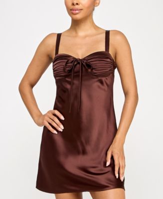 navy blue dress for baby girl Bordeaux slip dress in brown - Asceno main image 1
