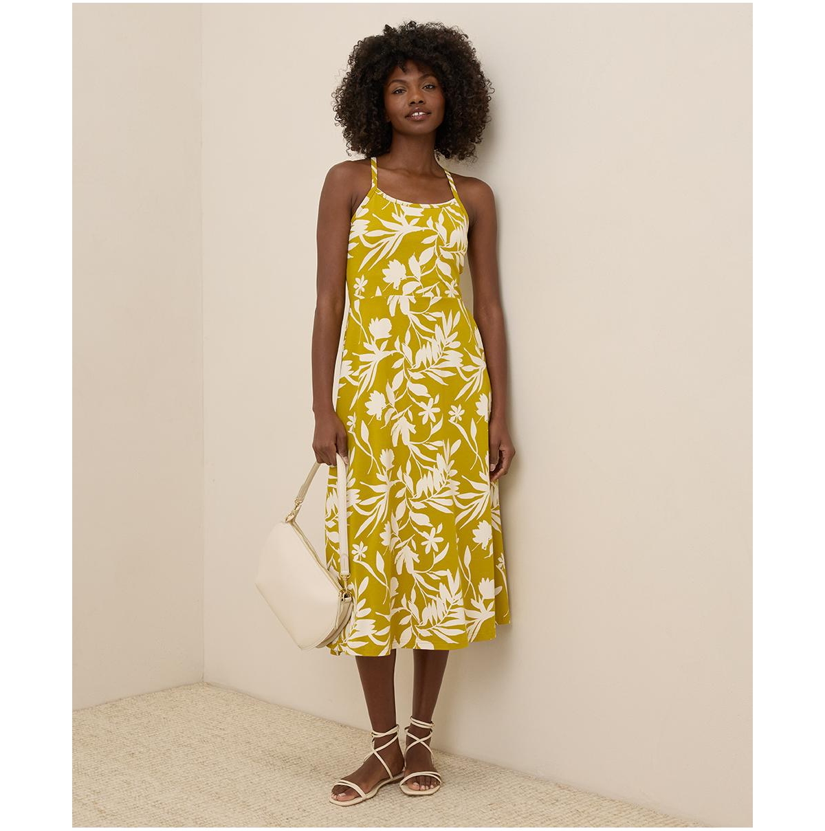 Women's Organic Cotton Fit & Flare Midi Dress - Looking glass floral sangria