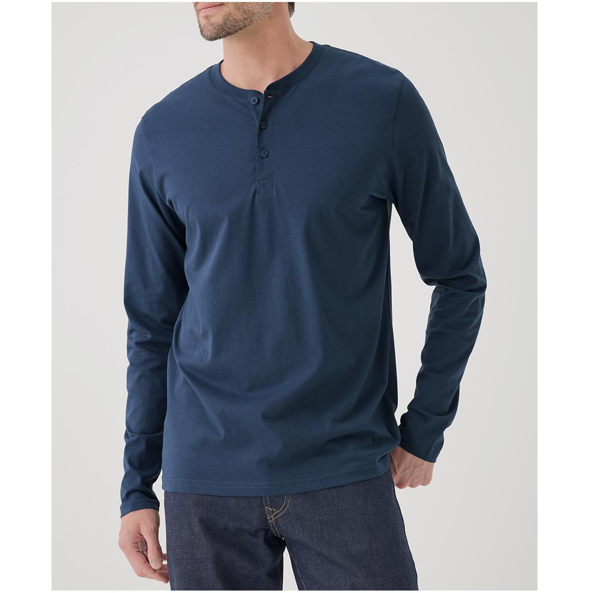 Men's Organic Cotton Softspun Long Sleeve Henley - French navy