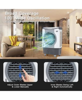 4-in-1 Industrial Evaporative Air Cooler Fan with 45 L Tank and Wheels