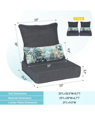23'' x 26'' Outdoor Deep Seat Chair Cushion Set, Olefin Fabric, Slipcover with Sponge Foam, (Set of 2 Seats, 2 Backs, 2 Lumbar Pillows)