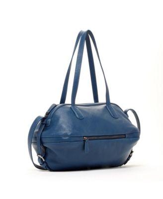 Leather Satchel Bag Blue Shoulder Purse Women's Handbag