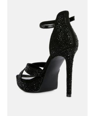 REGALIA Womens Rhinestone Embellished Stiletto Sandals