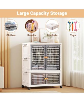 1 Pc Plastic Free Installation Baby Wardrobe Folding Storage Cabinet Multi-Layer Children's Small Wardrobe Household Clothes Storage Box